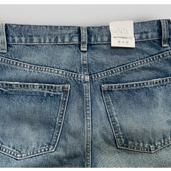 Zara Boyfriend Full Length Jeans Mid Waist Low Rise Slim Fit Straight Leg NEW - Picture 14 of 16